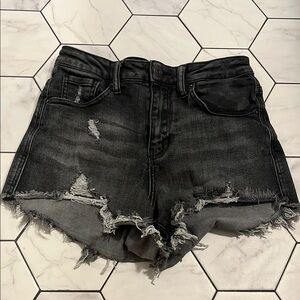 risen black jean shorts